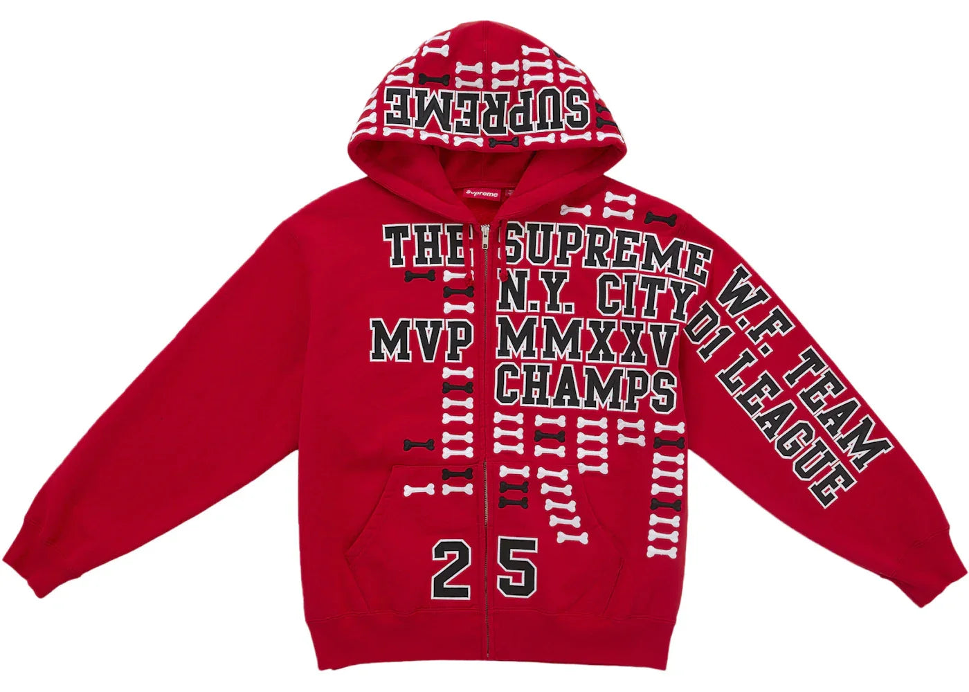 Supreme League Champs Zip Up Hooded Sweatshirt Red -1