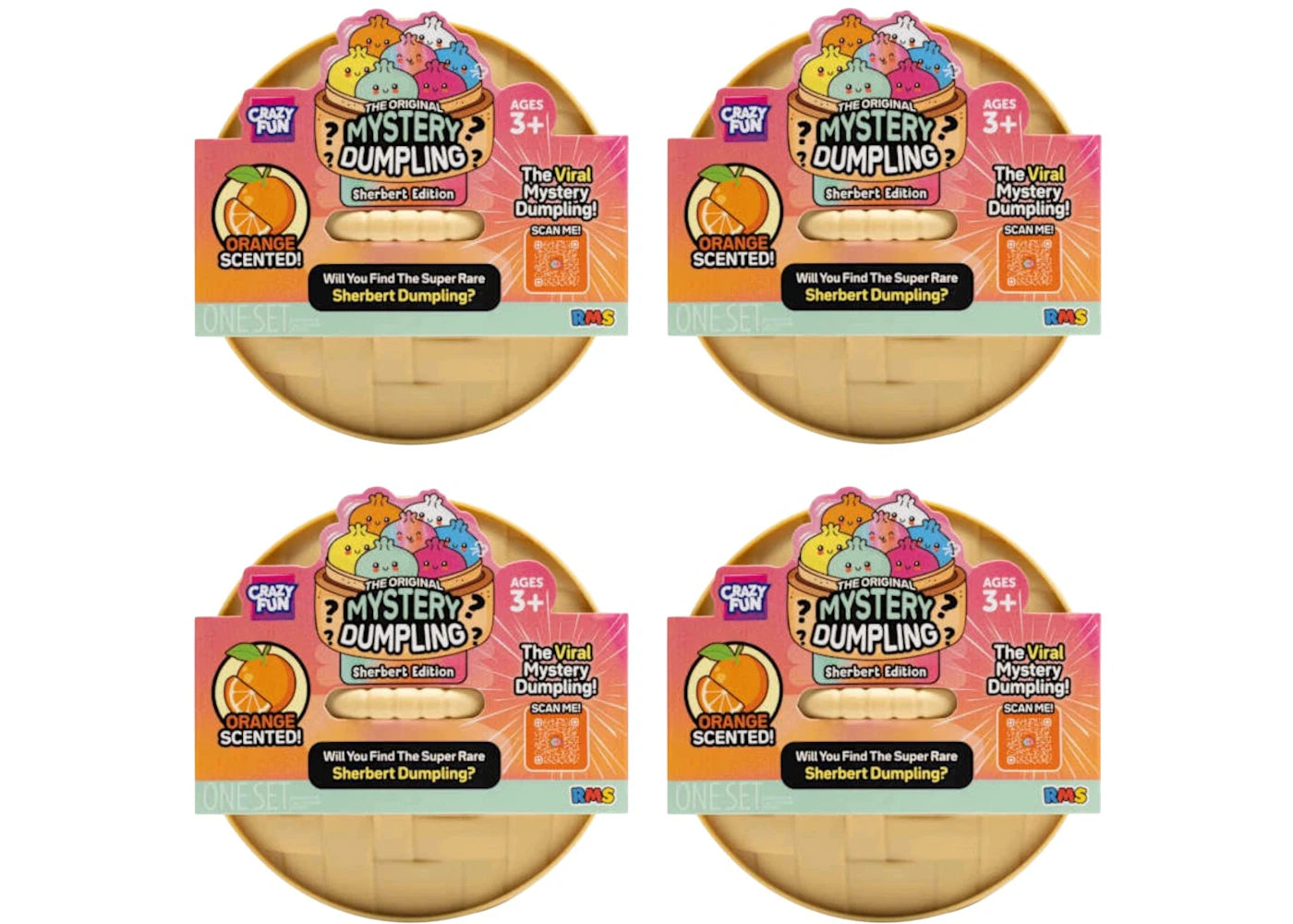Squishy Bun The Original Mystery Dumpling :Sherbert Edition Blind Box 4x Lot -1