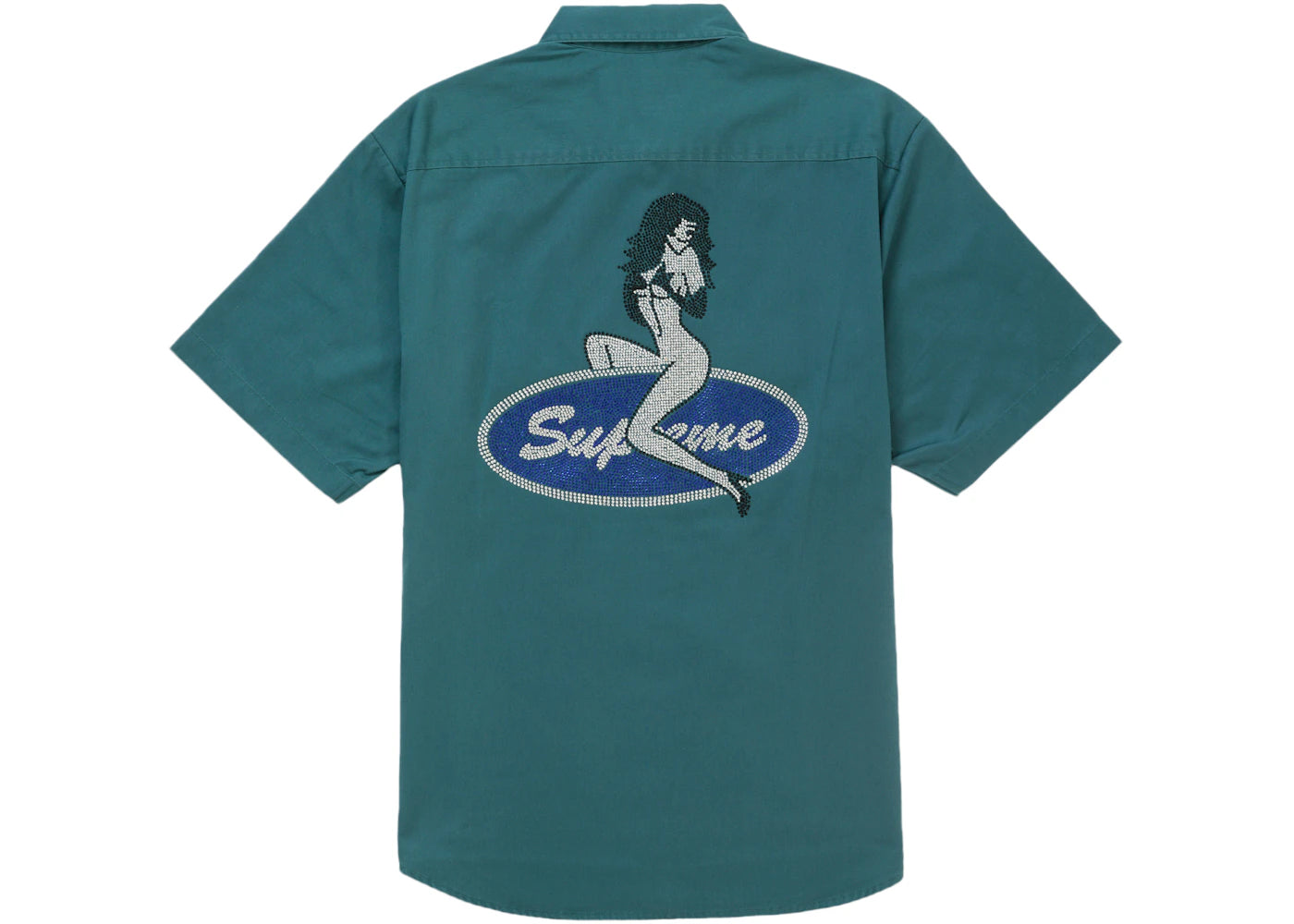 Supreme Rhinestone Pin Up S/S Work Shirt Green -1