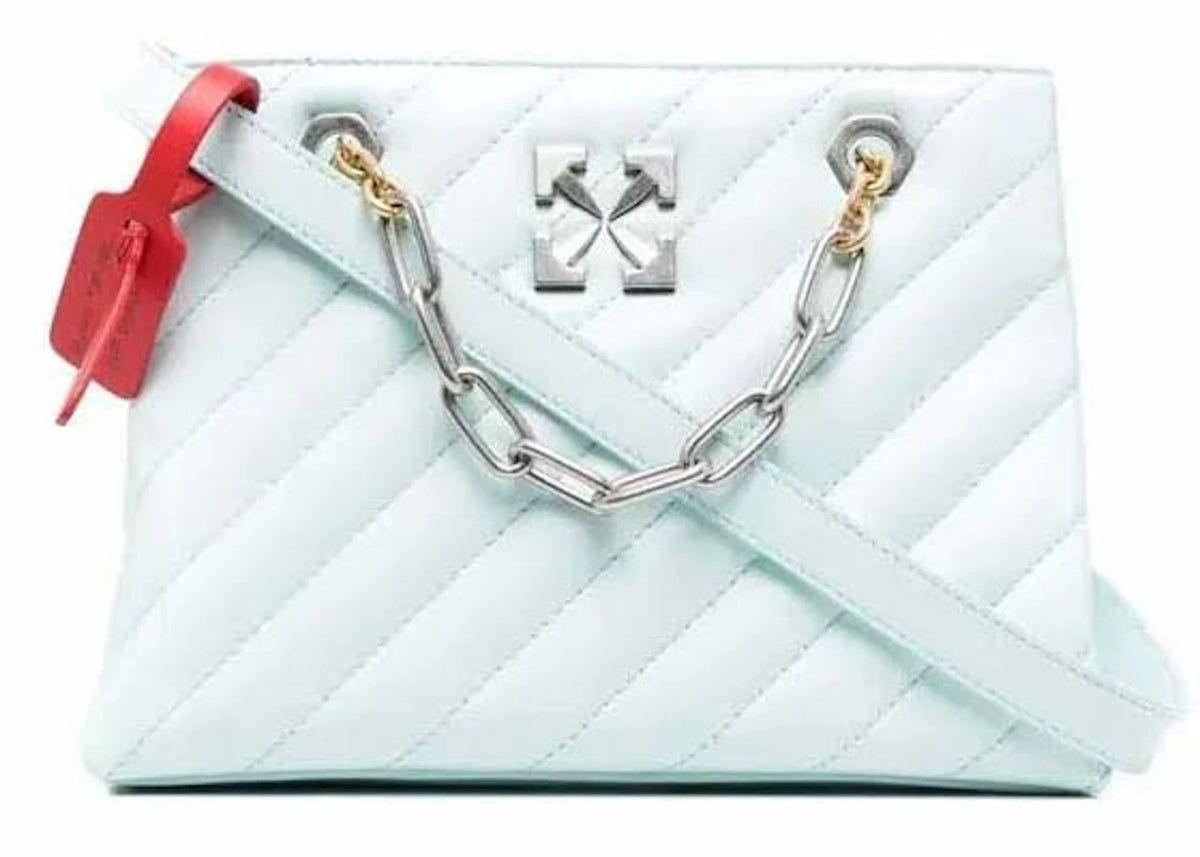 OFF-WHITE Jackhammer 25 Logo Plaque Tote Bag Light Blue -1
