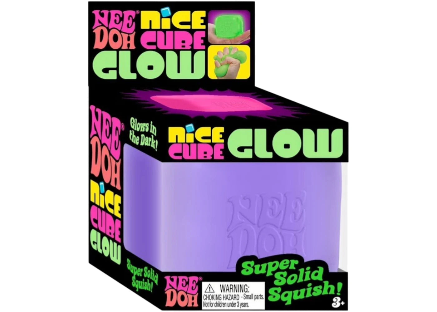 NeeDoh Nice Cube Glow Squishy Fidget Toy Purple -1