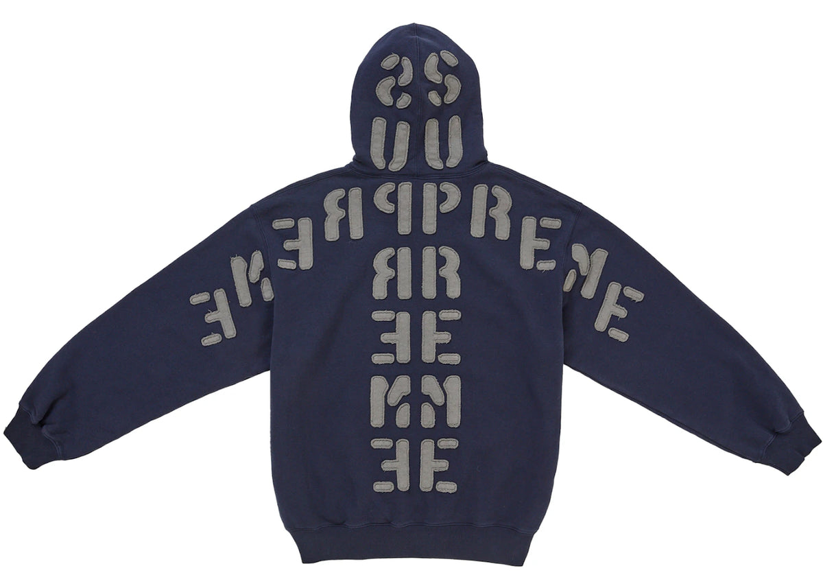 Supreme Mirrored Applique Hooded Sweatshirt Navy -1