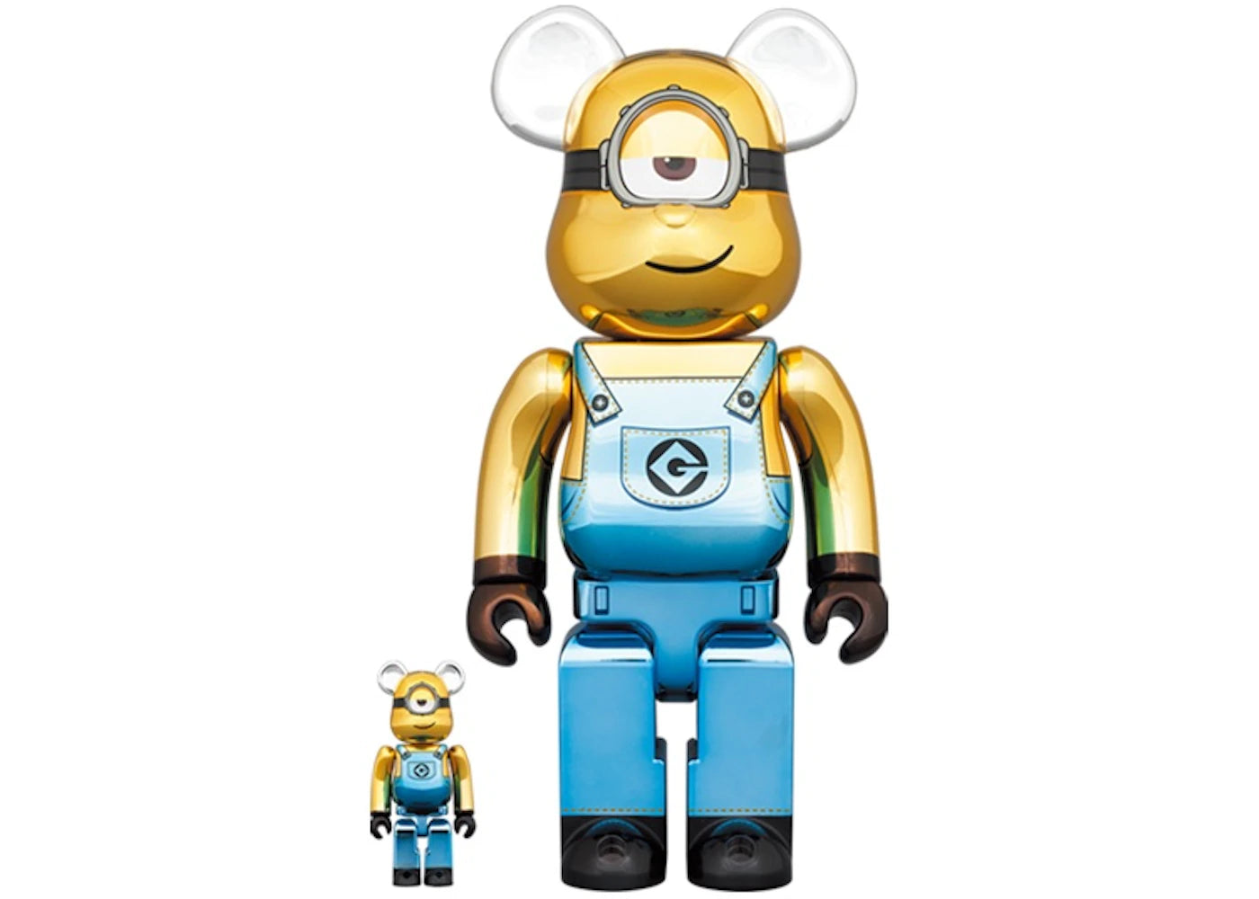 Bearbrick x Minions Stuart Chrome Ver. 100% & 400% Set -1
