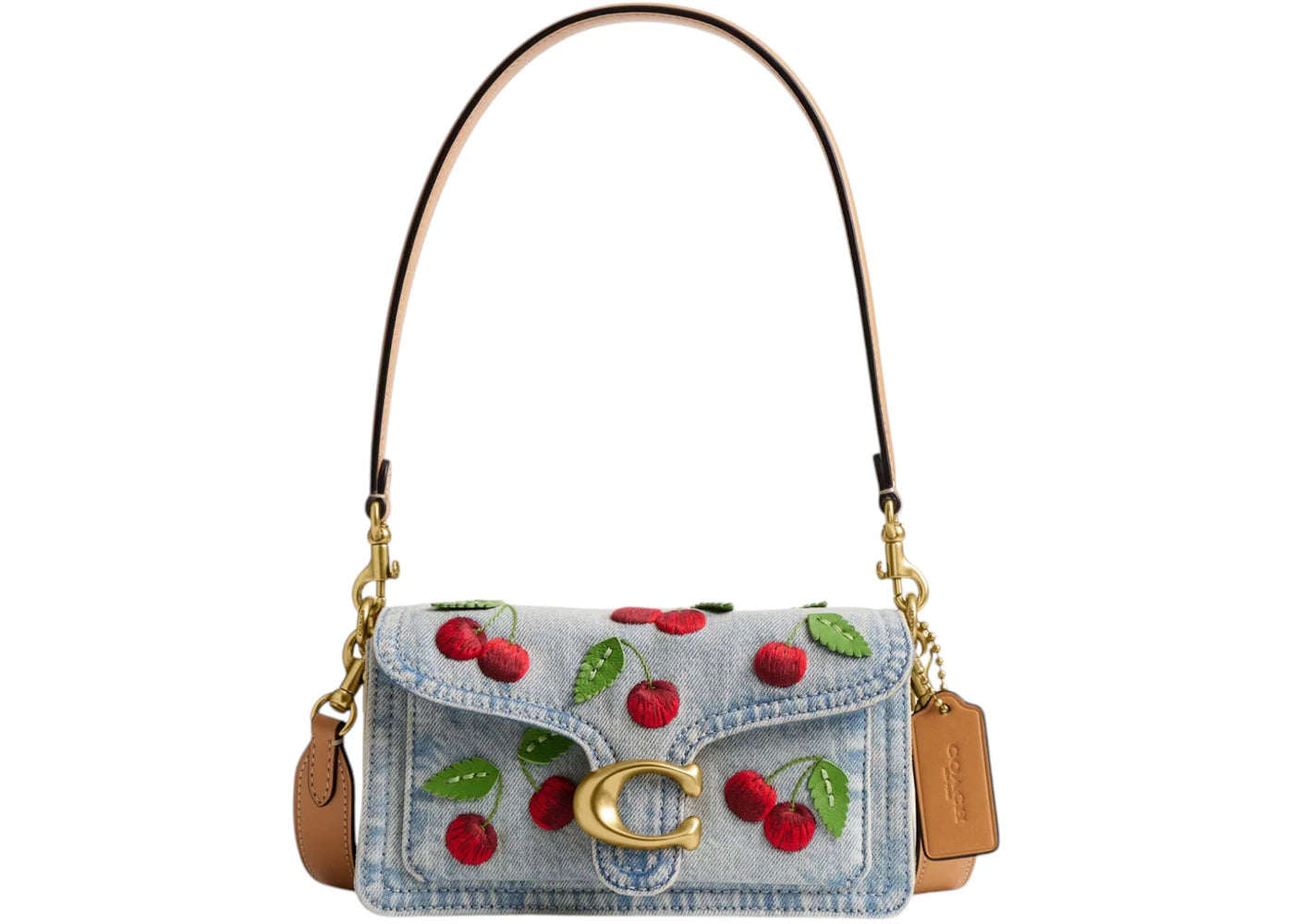 Coach Tabby Shoulder Bag 20 With Cherry Embroidery Denim Multi -1
