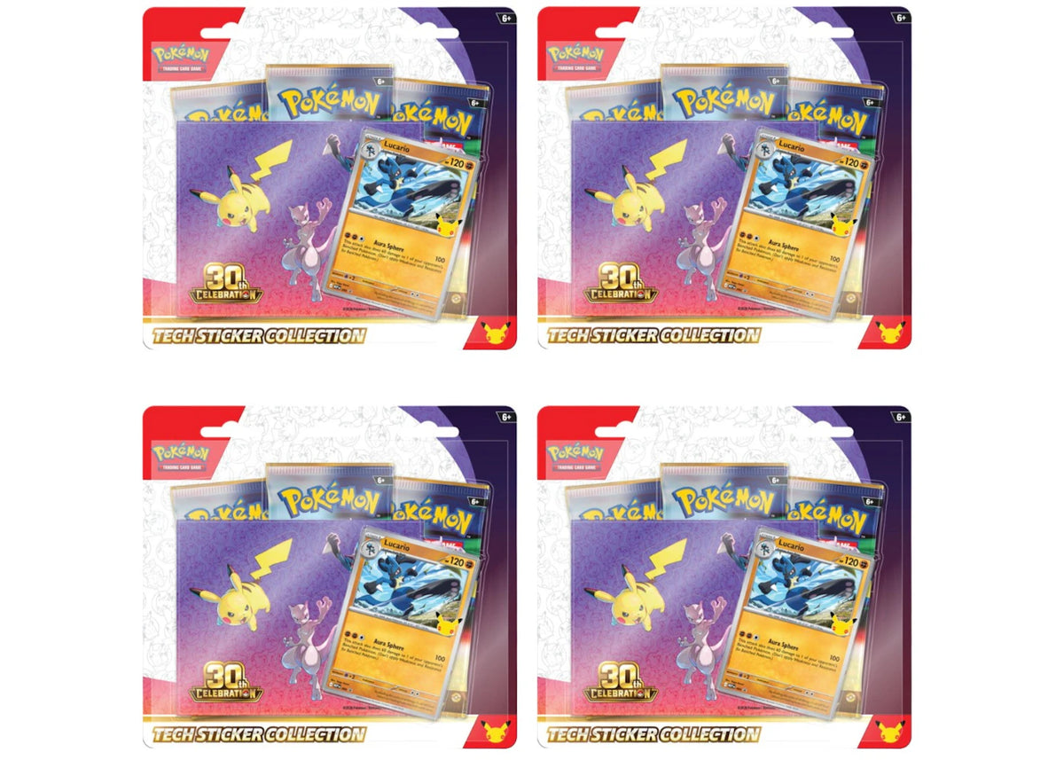 2026 Pokémon Mega Evolution 30th Celebration Tech Sticker Collection : Lucario Promo 4x Lot -1