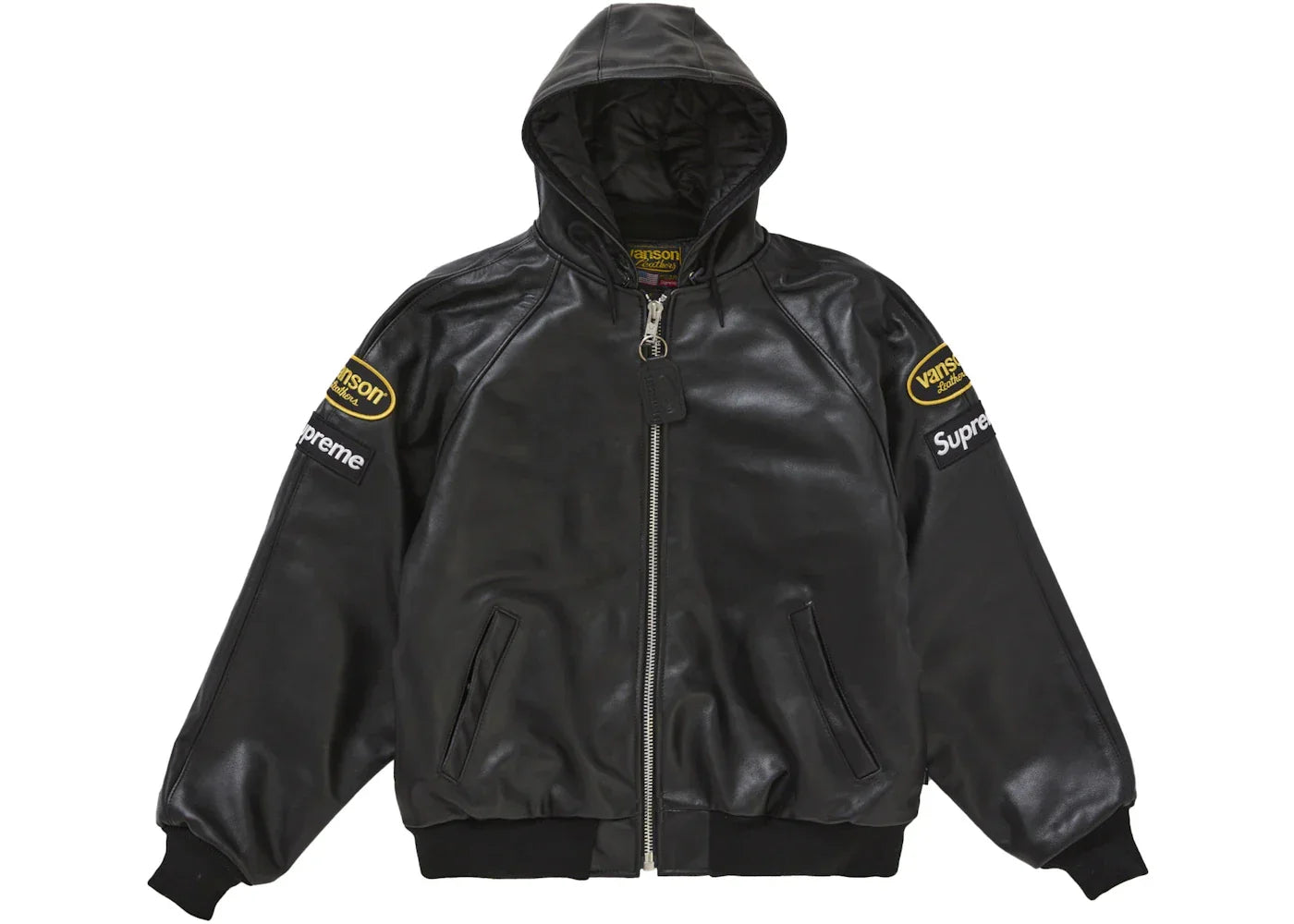 Supreme Vanson Leathers Hooded Work Jacket Black -1