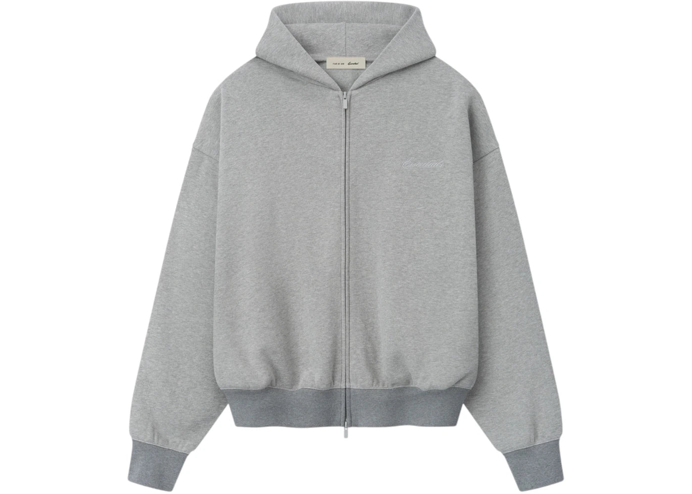 Fear of God Essentials Signature Classic Full Zip Hoodie Concrete Heather/Dark Concrete Heather -1