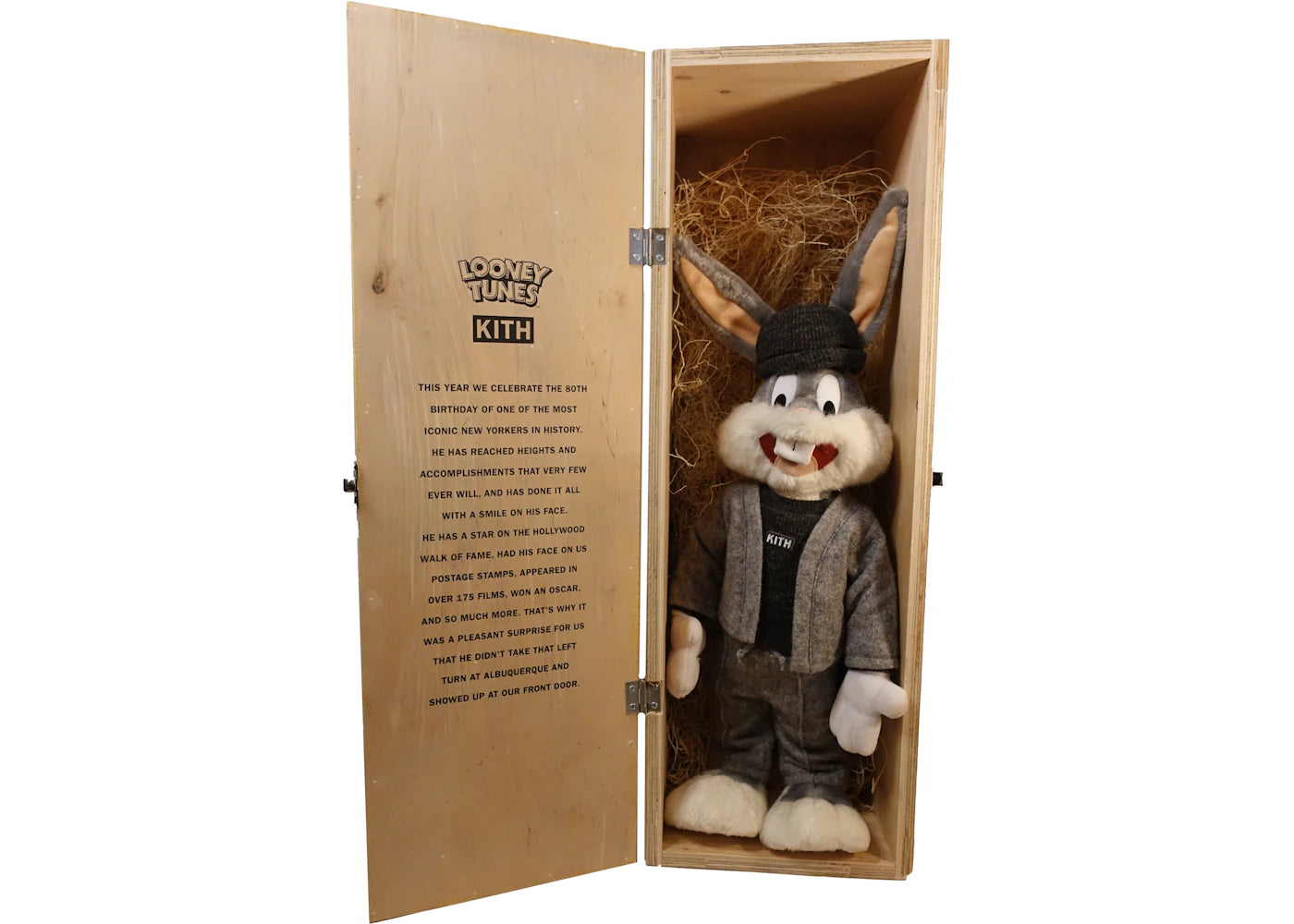 Kith x Looney Tunes F&F Wooden Box Bugs Bunny Plush Grey -1