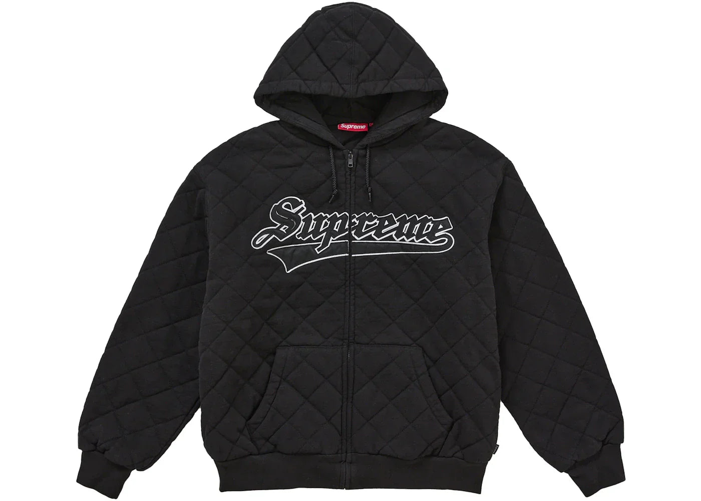 Supreme Quilted Zip Up Hooded Sweatshirt Black -1