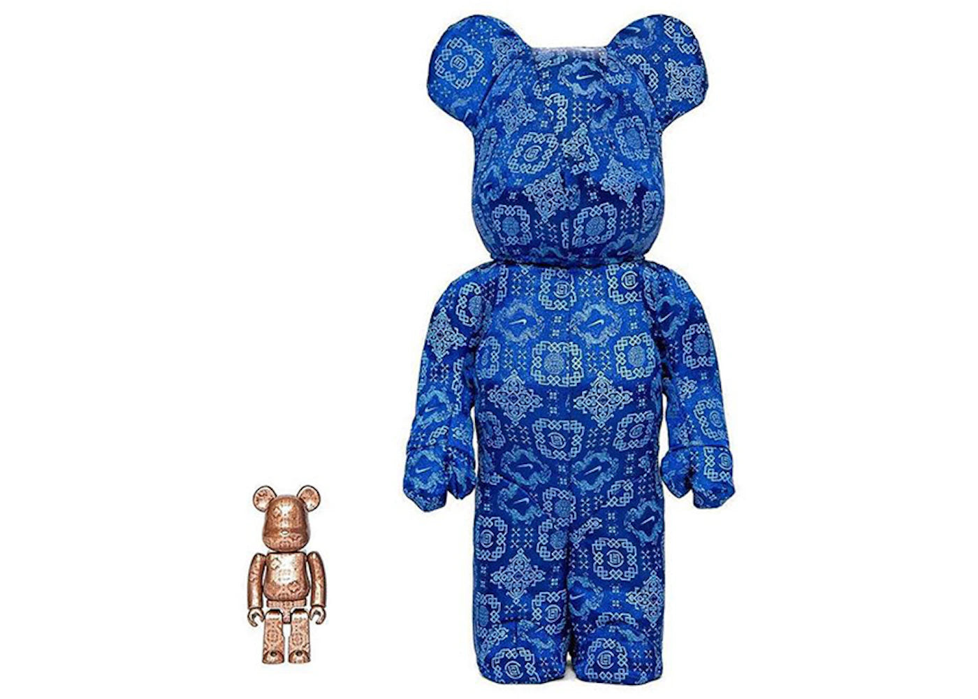 Bearbrick x CLOT x Nike 100% & 400% Set Royale University Blue Silk -1