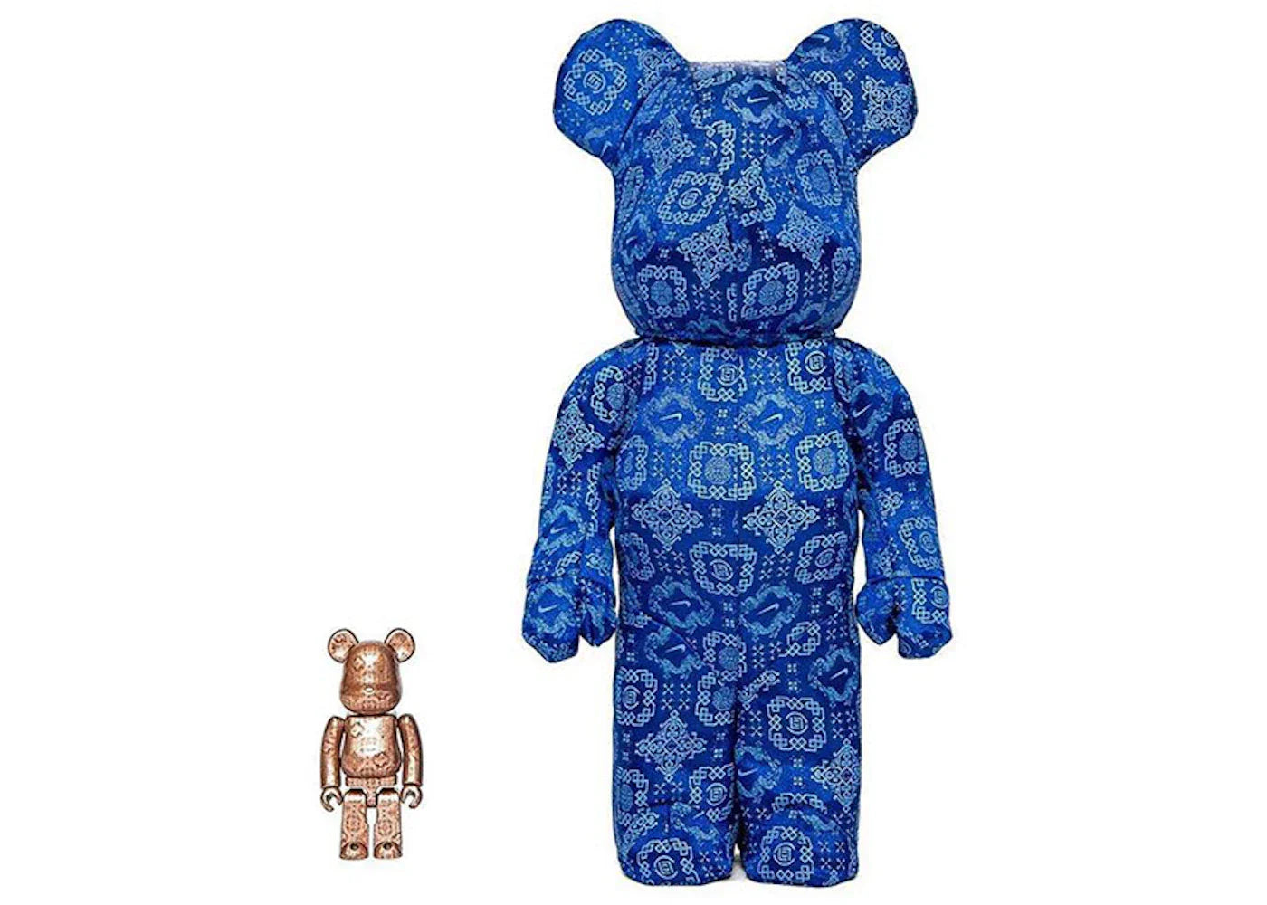 Bearbrick x CLOT x Nike 100% & 400% Set Royale University Blue Silk -1