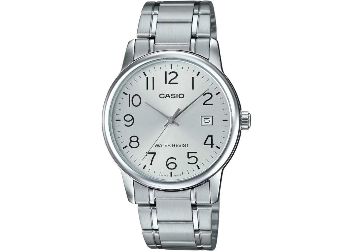 Casio Men’s Silver Digital Watch with Silver Dial MTP-V002D-7B -1
