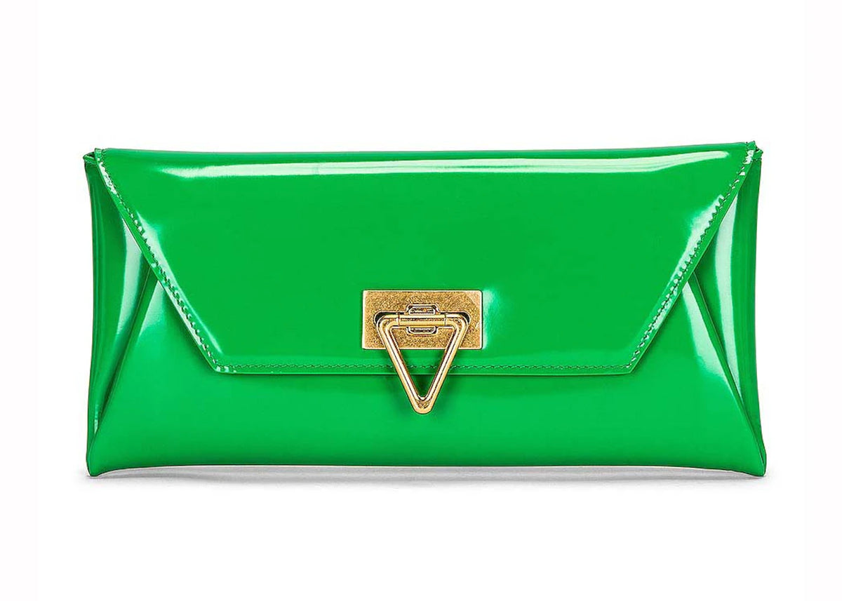 Bottega Veneta Small Point Lock Clutch Bag Green -1