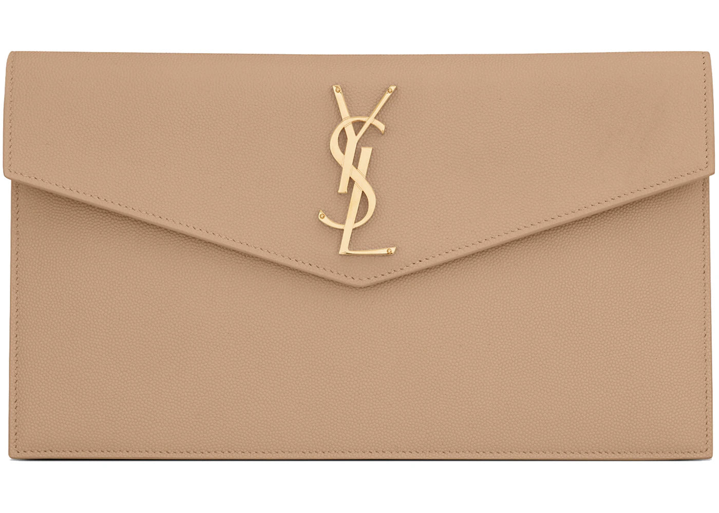 Saint Laurent Uptown Pouch Grain de Poudre Embossed Dark Beige -1