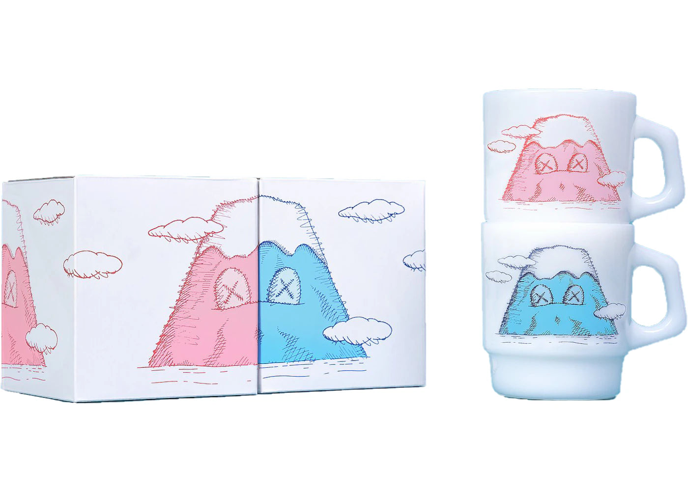 KAWS HOLIDAY JAPAN Mount Fuji Fire King Mug (Set of 2) Multicolor -1