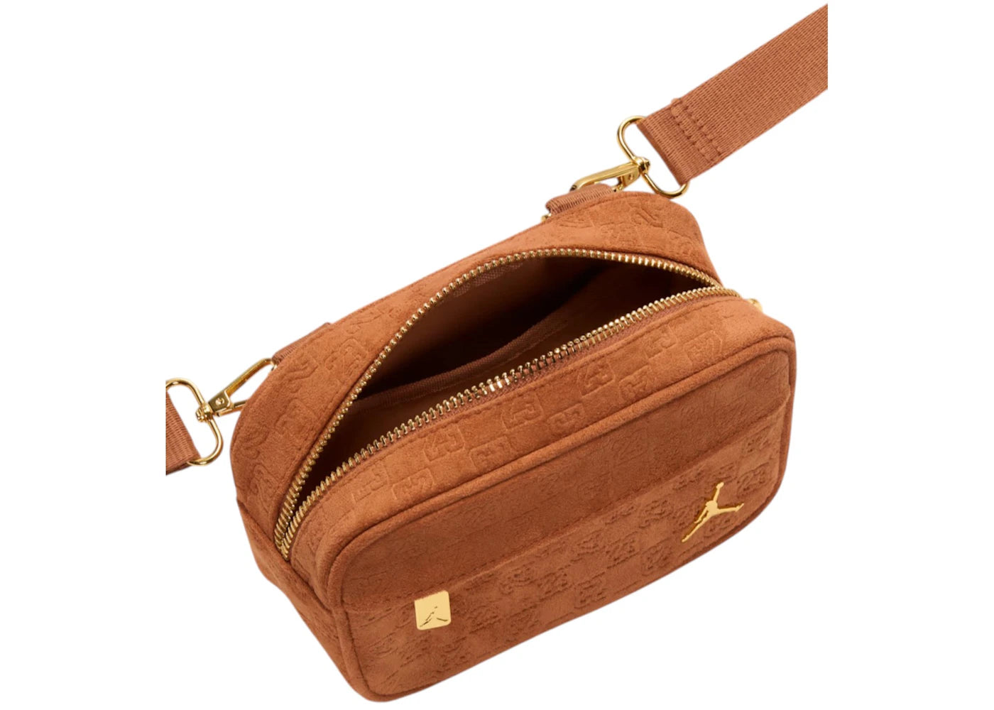 Nike Jordan Suede Monogram Camera 1.5L Bag Cognac -1