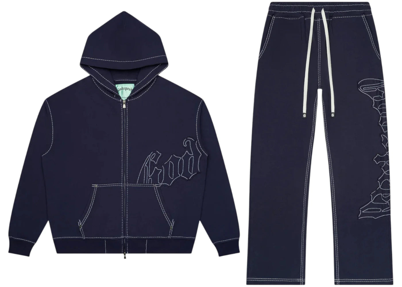 Godspeed OG Logo Stitched Sweatsuit Navy -1