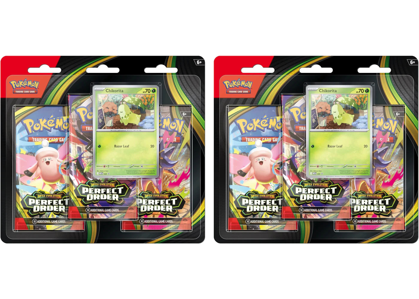 2026 Pokémon Mega Evolution Perfect Order Chikorita Blister Pack 2x Lot -1