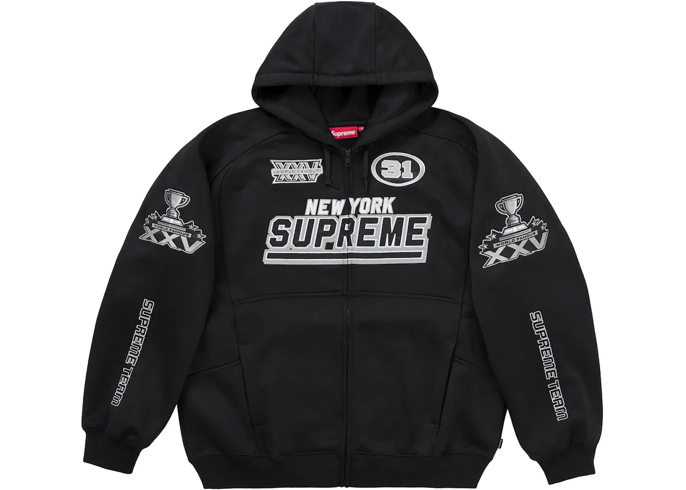 Supreme Football Zip Up Hooded Sweatshirt (FW25) Black -1