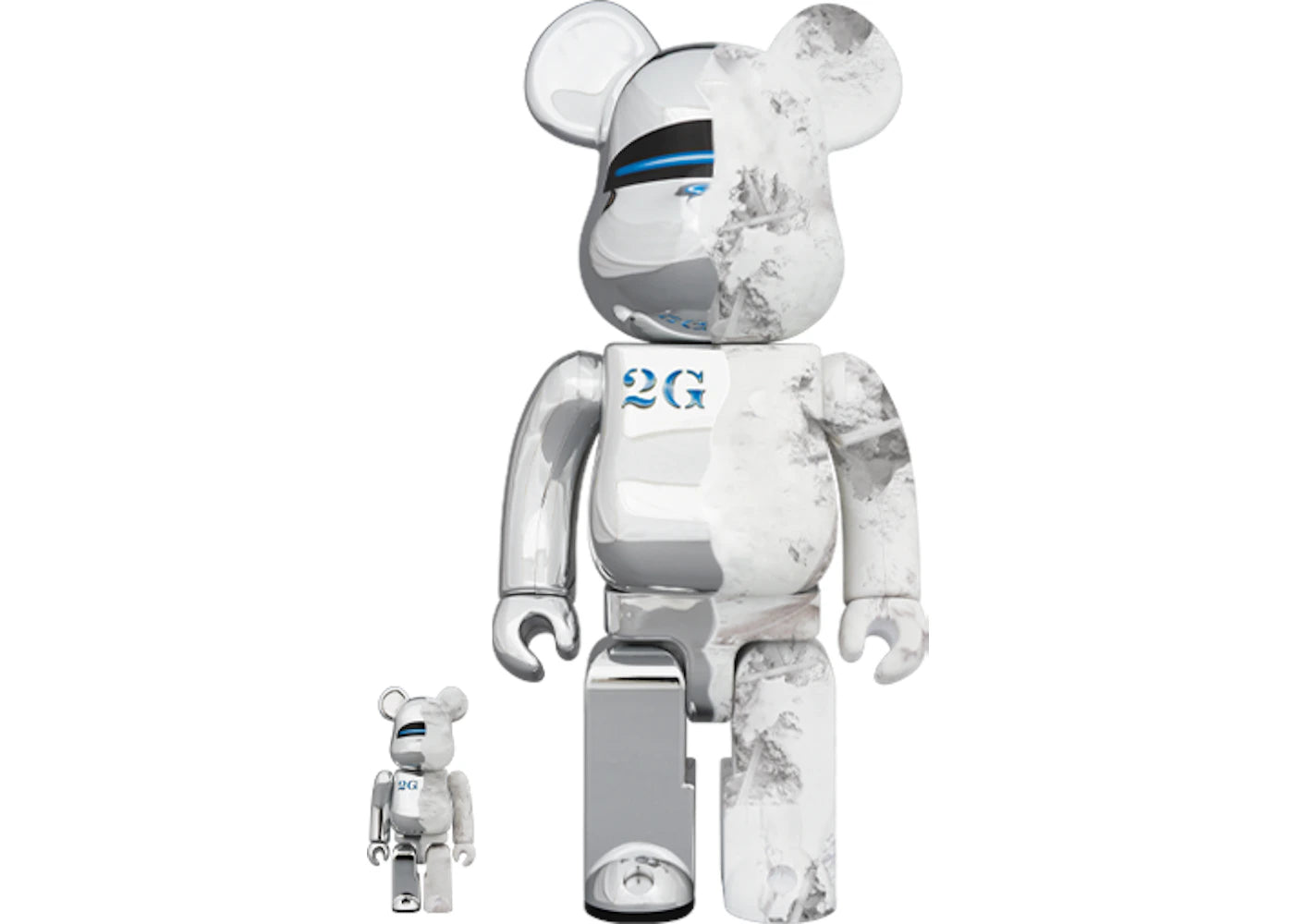 Bearbrick SORAYAMA x Daniel Arsham 100% & 400% Set Silver -1