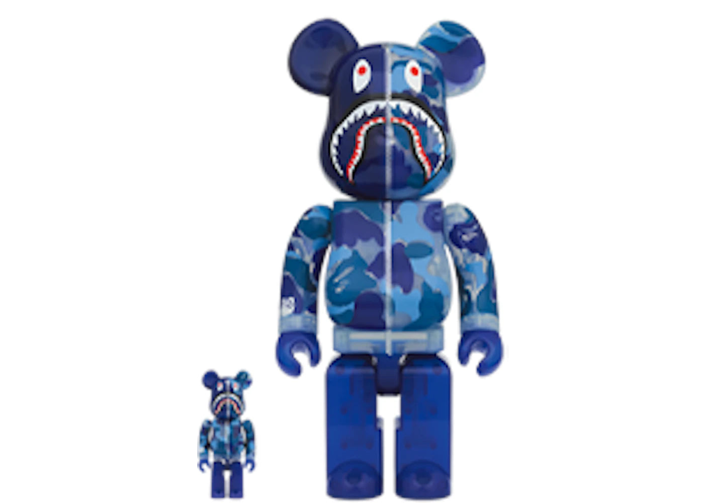 Bearbrick x BAPE ABC Camo Shark 100% & 400% Set Clear Blue -1
