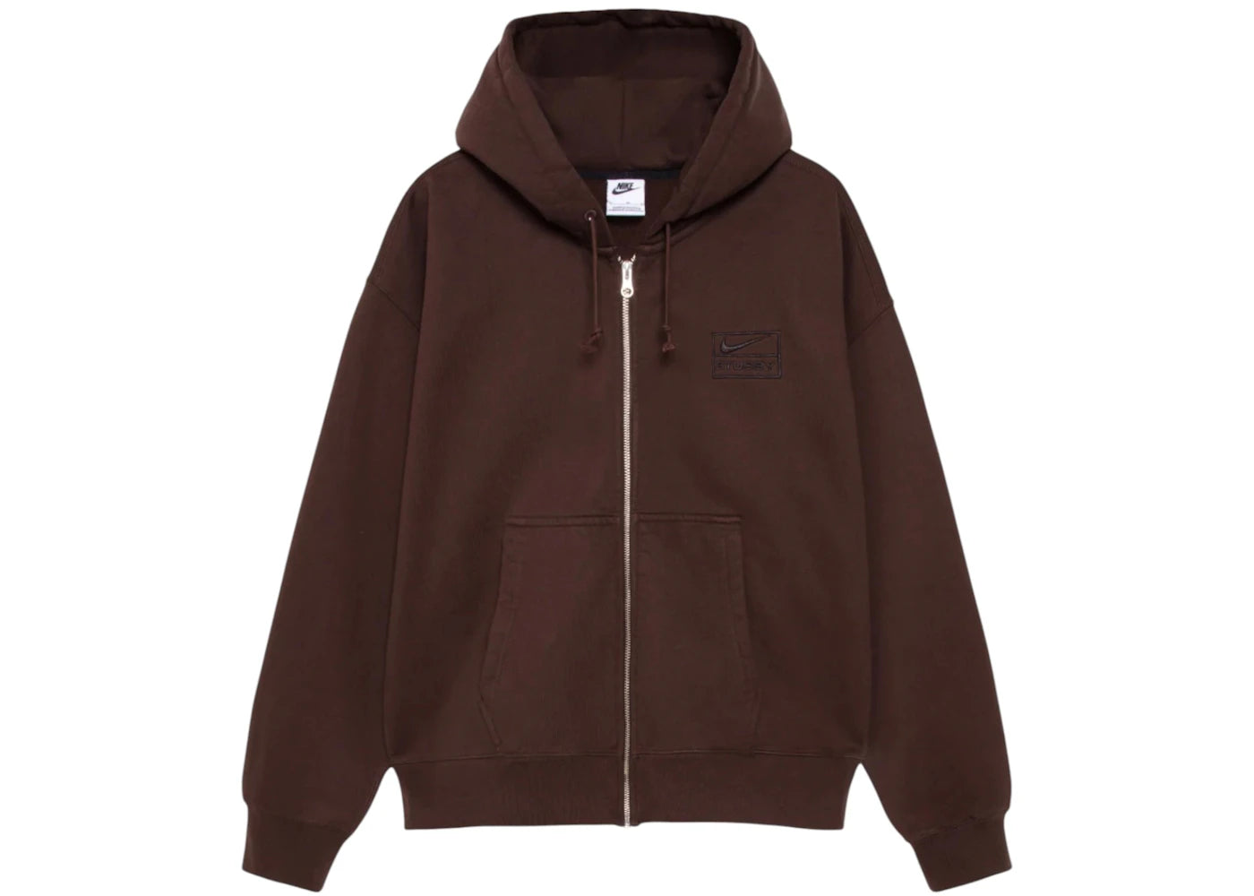 Stussy x Nike Stone Washed Fleece Zip Hoodie (FW25) Dark Cinder -1