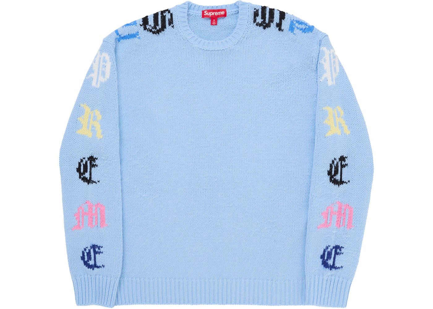 Supreme Old English Sleeves Sweater Light Blue -1