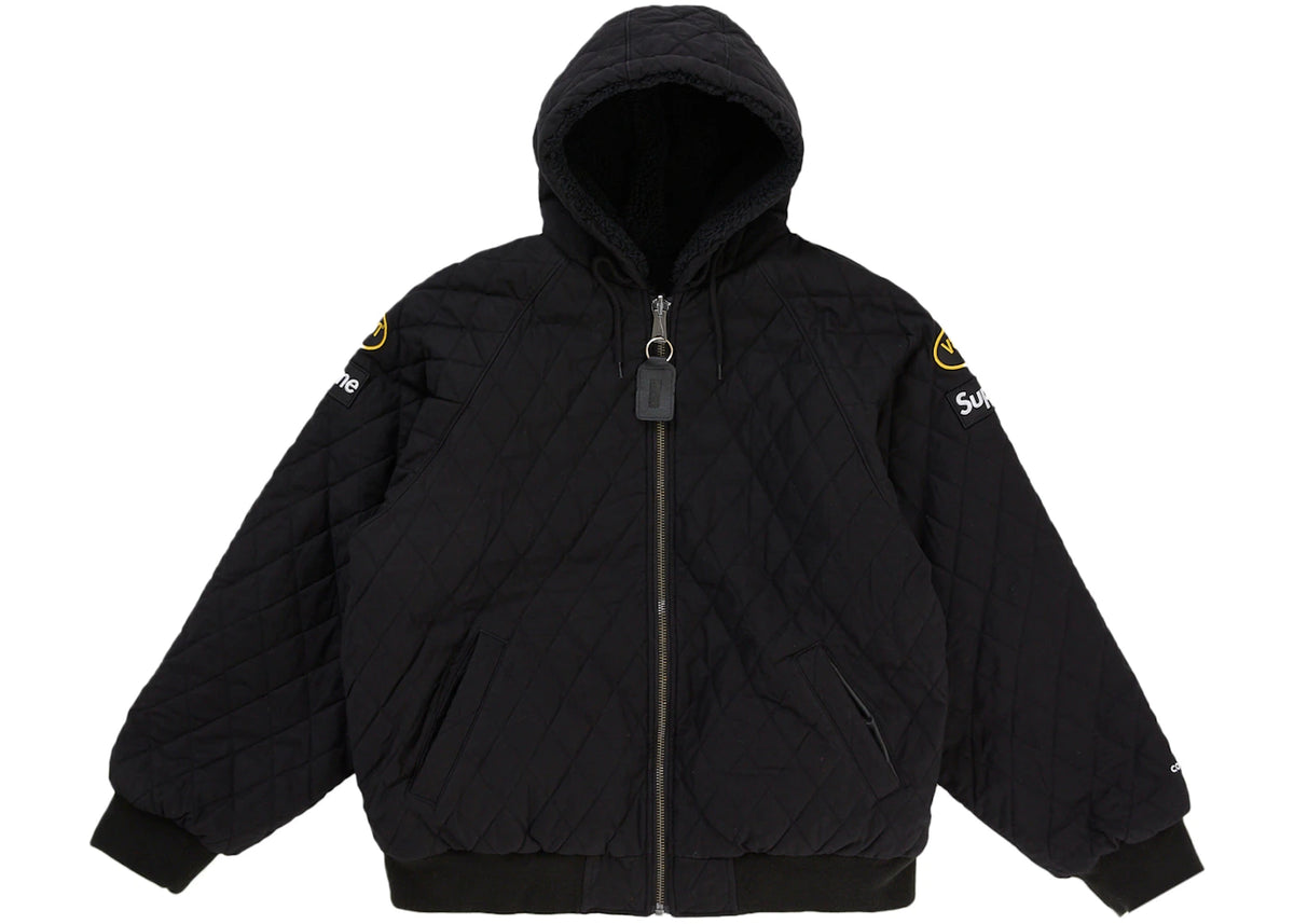 Supreme Vanson Leathers Reversible Quilted Hooded Jacket Black -1