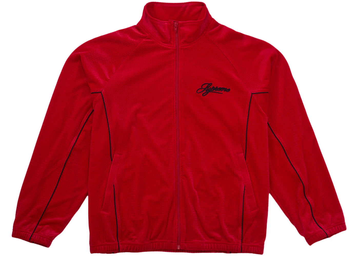 Supreme Velour Mesh Track Jacket Red -1