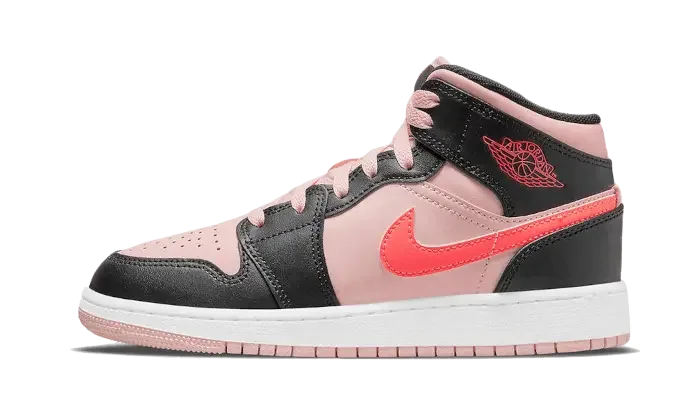 Air Jordan 1 Mid Black Pink Crimson - 554725-604
