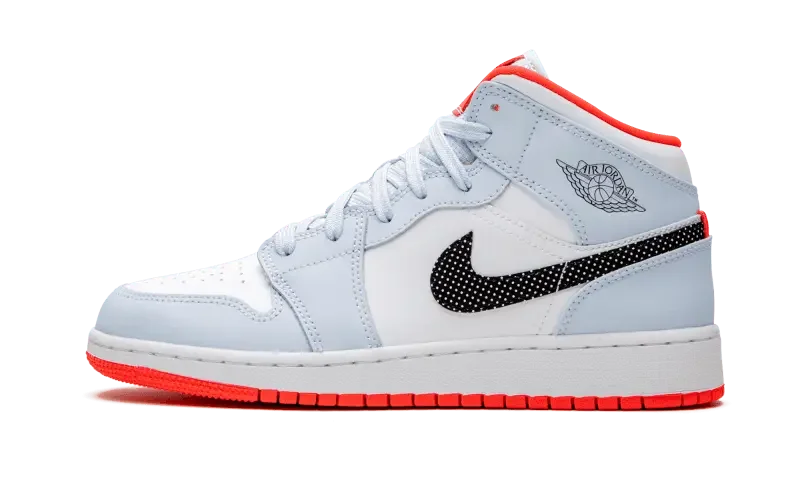 Air Jordan 1 Mid Half Blue Polka Dot Swoosh - 555112-400