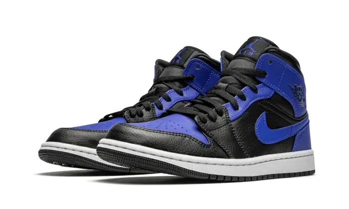 Air Jordan 1 Mid Black Royal Tumbled Leather