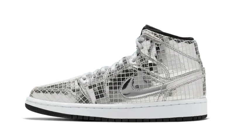 Air Jordan 1 Mid Metallic Silver "Discoball" - CU9304-001