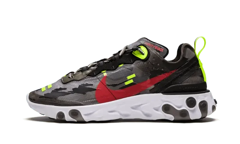 Nike React Element 87 Medium Olive Volt Crimson Tiger Camo - CJ4988-200