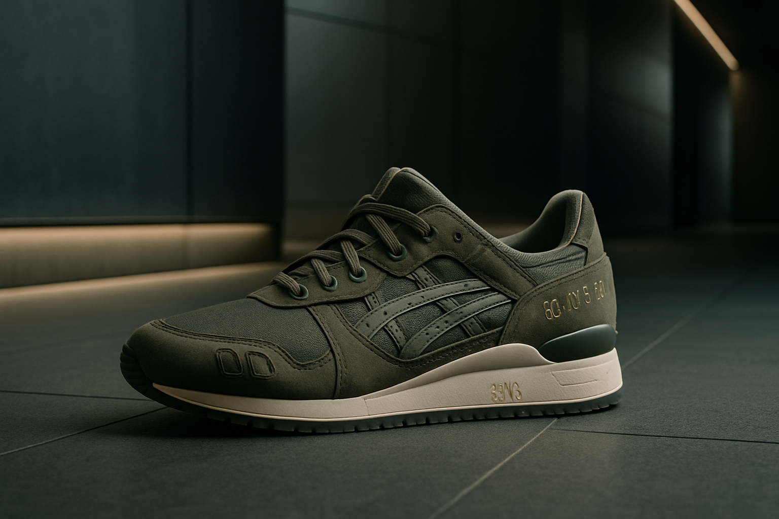 Пара кроссовок ASICS Gel-Lyte III в стильной городской сцене, подчеркивающая узнаваемый дизайн и качество материалов.