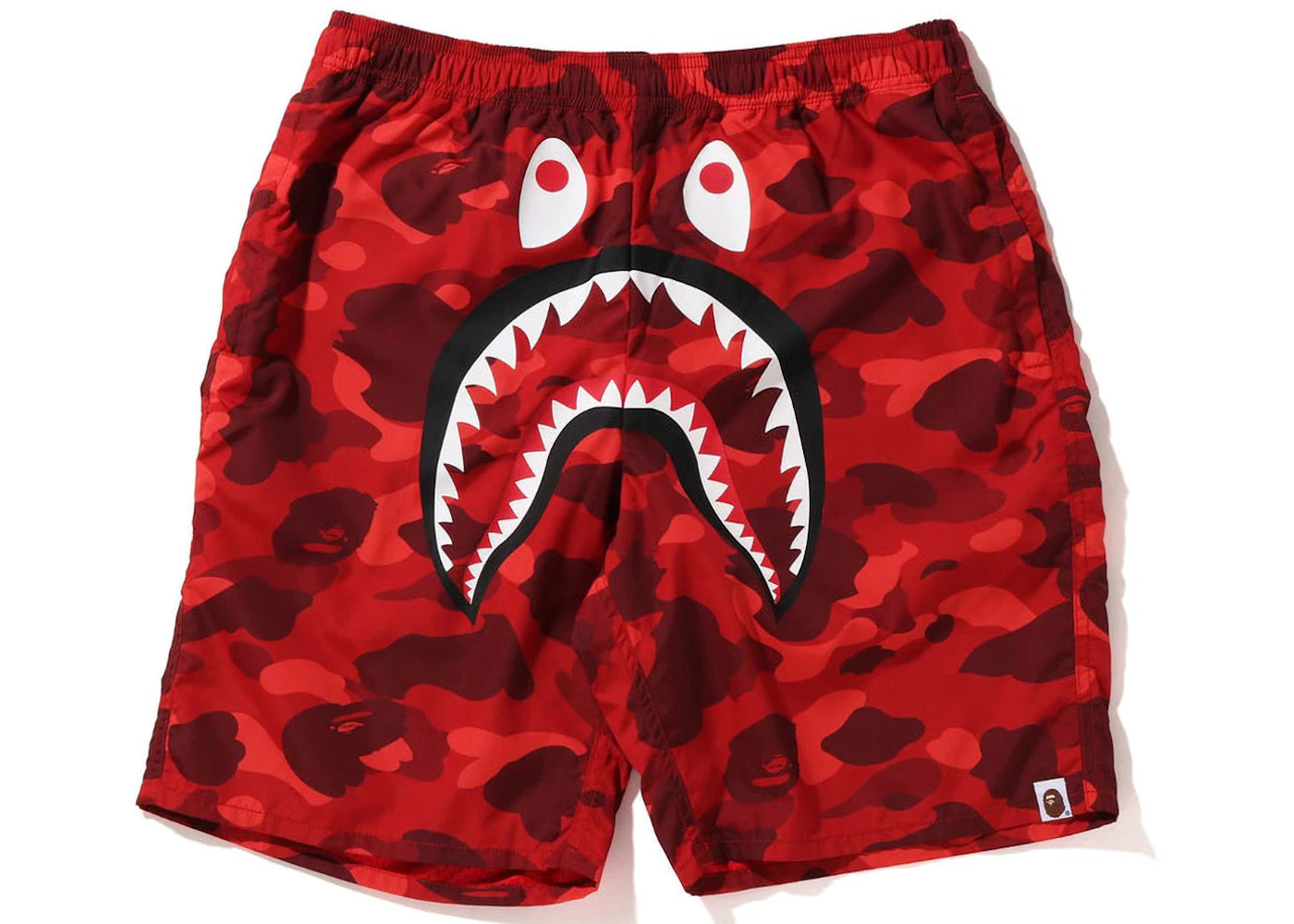 BAPE Color Camo Shark Beach Shorts (SS22) Red -1