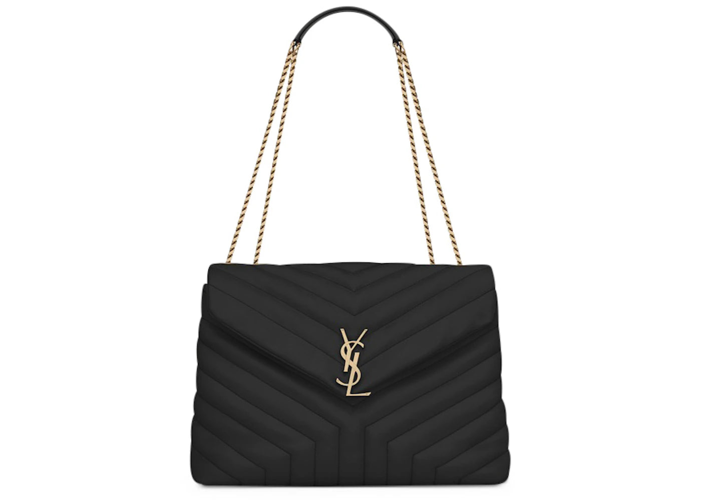 Saint Laurent Loulou Bag Matelasse Y Leather Gold-tone Medium Black -1