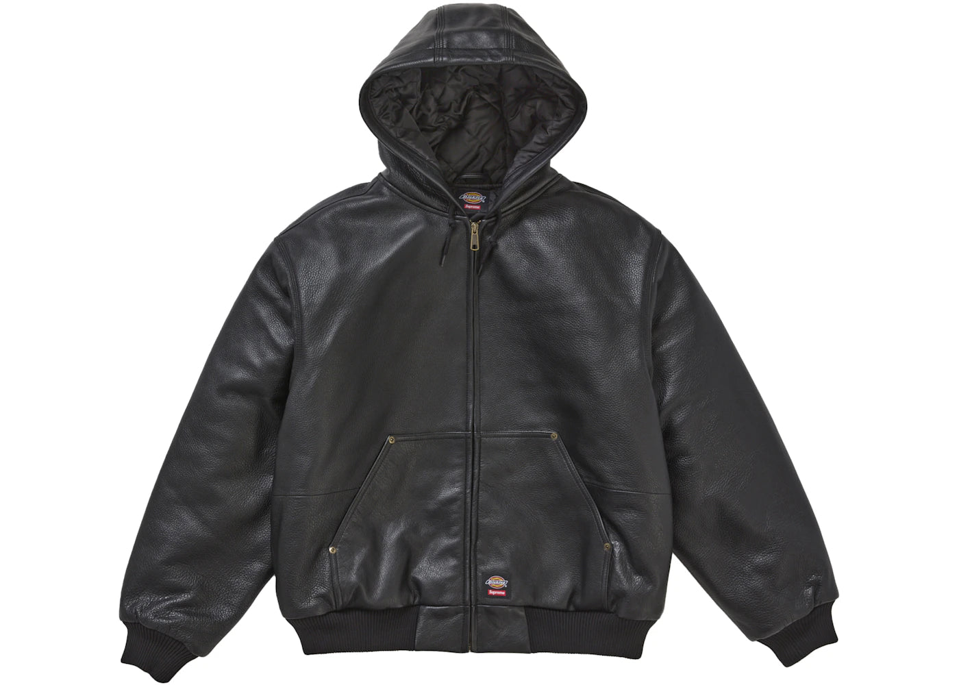Supreme Dickies Hooded Leather Work Jacket Black -1