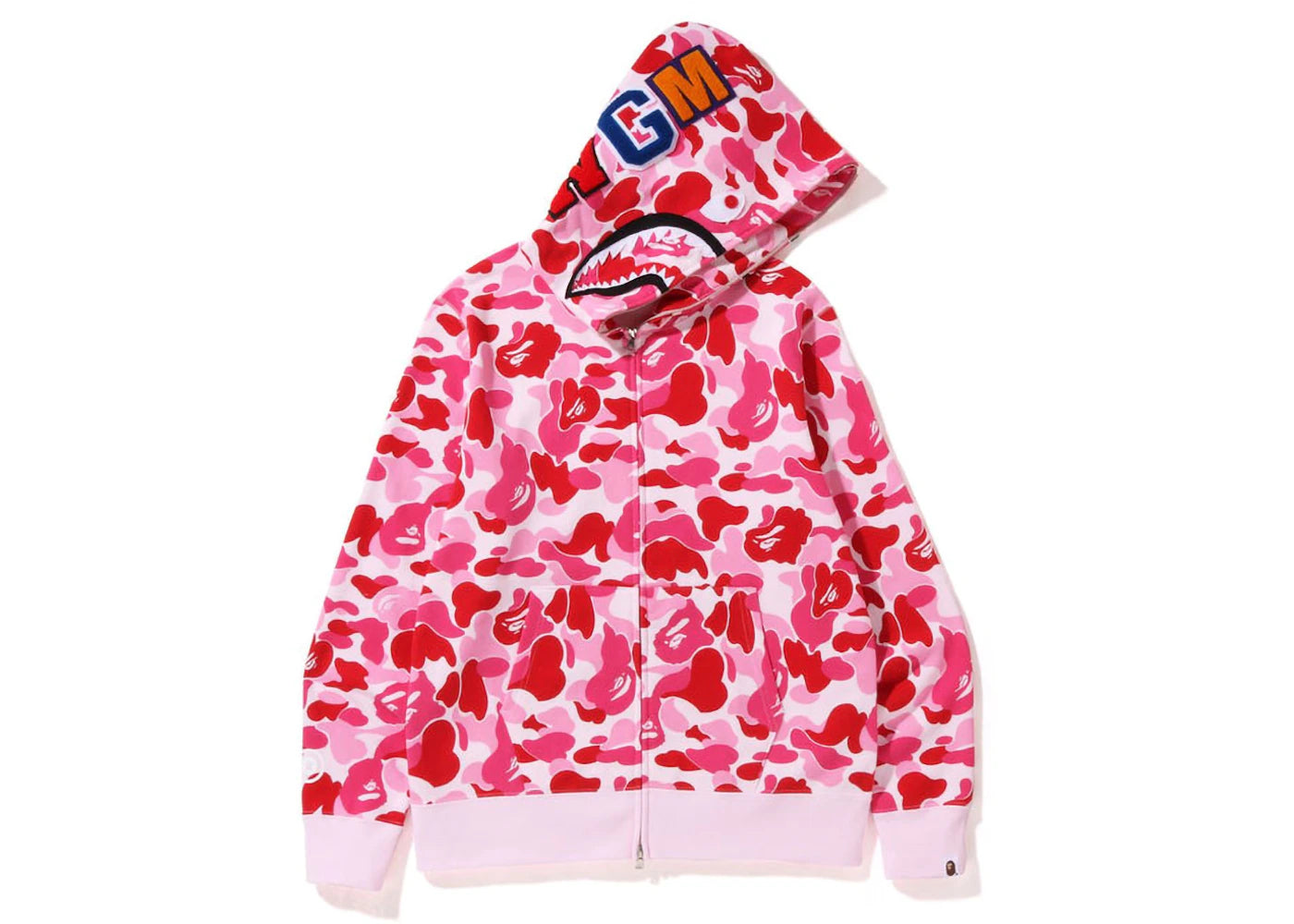BAPE Big ABC Camo Shark Full Zip Hoodie Pink -1