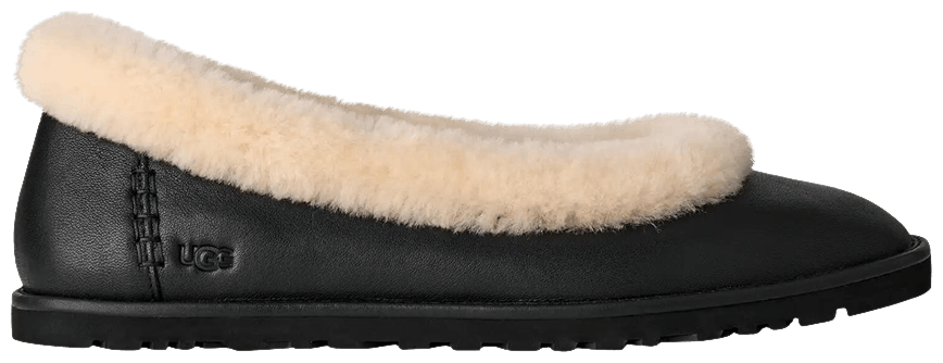 UGG Zora Leather Ballet Flat Black (Women's)-1