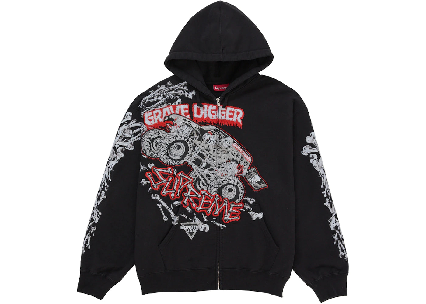 Supreme Grave Digger Zip Up Hooded Sweatshirt Black -1