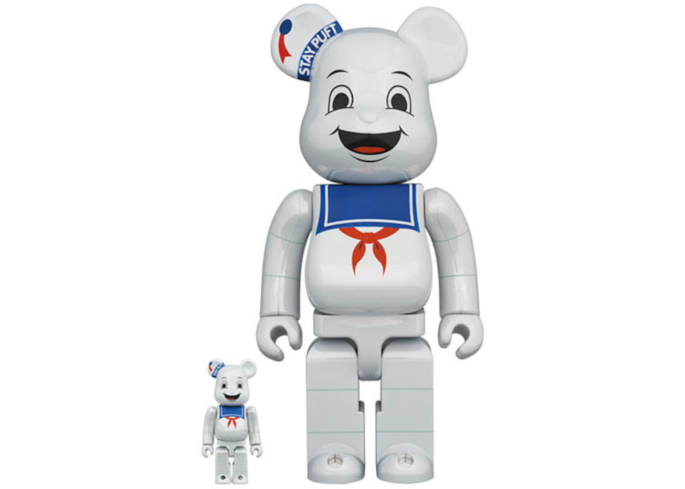 Bearbrick Stay Puft Marshmallow Man 100% & 400% Set White Chrome Ver. -1