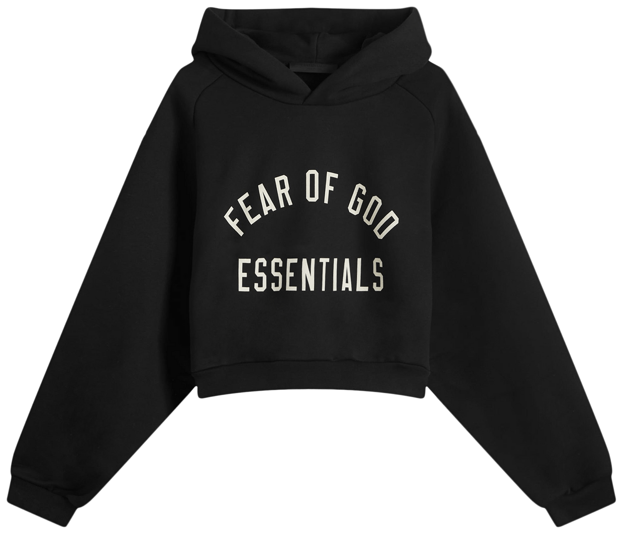 Fear of God Essentials Women's Fleece Cropped Hoodie (FW24) Black -1