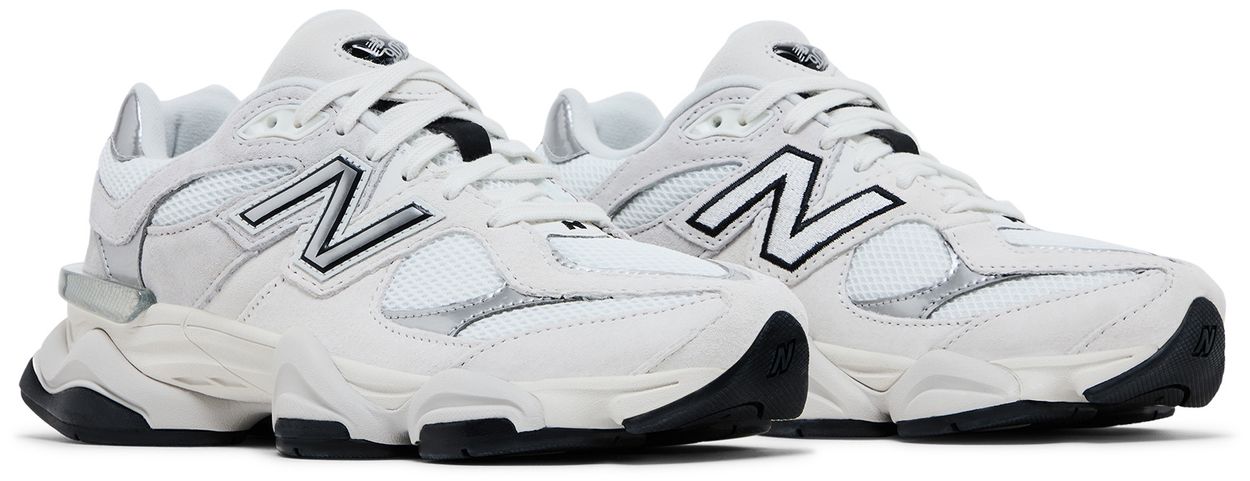 New Balance 9060 White Black Metallic Silver-Pair