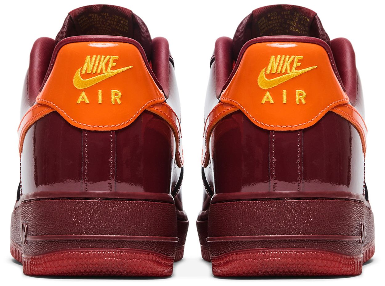 Nike Air Force 1 Low Patent Leather Dark Team Red Safety Orange-Back