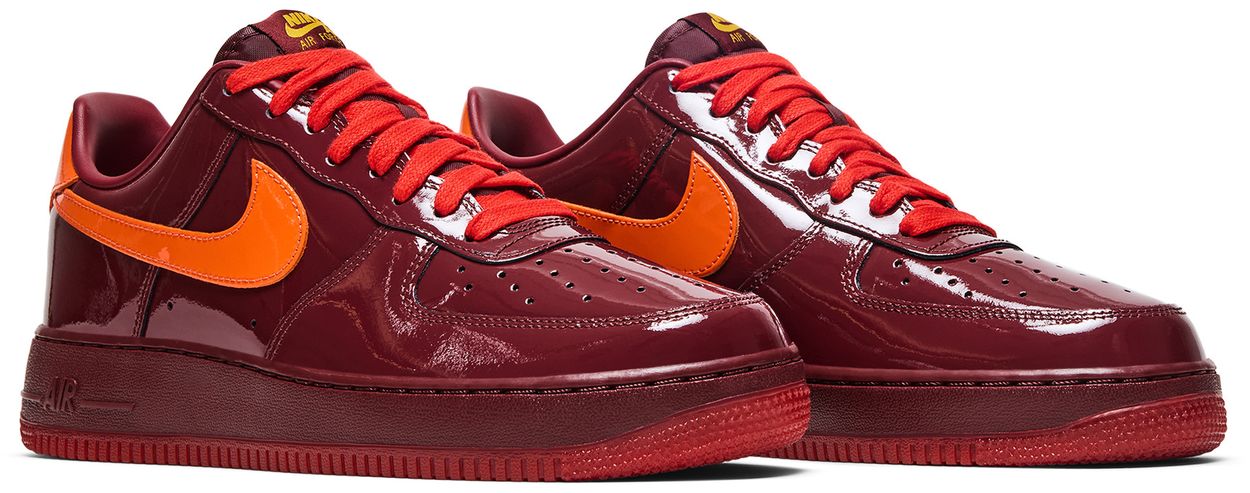 Nike Air Force 1 Low Patent Leather Dark Team Red Safety Orange-Pair