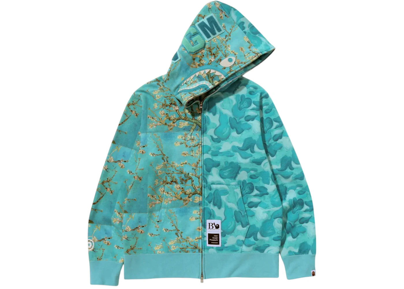 BAPE x Van Gogh Museum Shark Full Zip Hoodie Sax -1