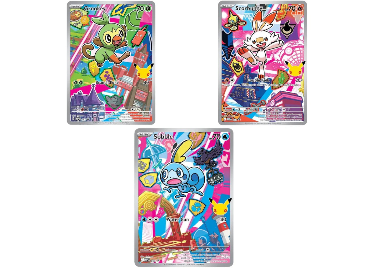 2026 Pokémon Mega Evolution First Partner Illustration Collection Series 2 Generation 8 First Partner Collection Set of 3 (Grookey/ Scorbunny/ Sobble) Ungraded -1