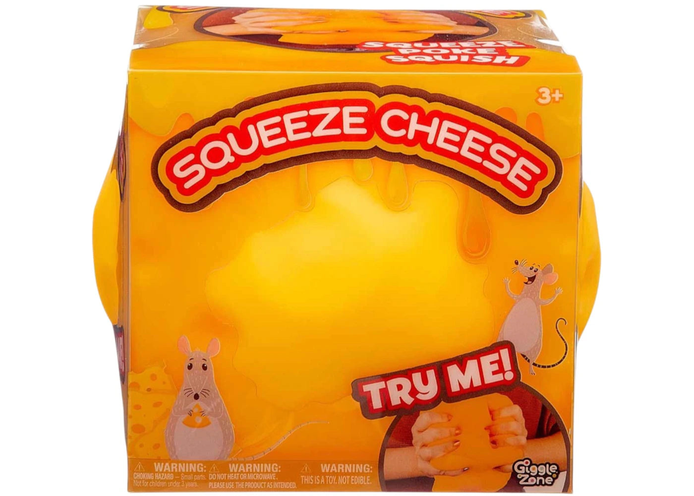 Sunny Days Entertainment Giggle Zone Square Shaped Block Cheese Squeeze Fidget Toy -1