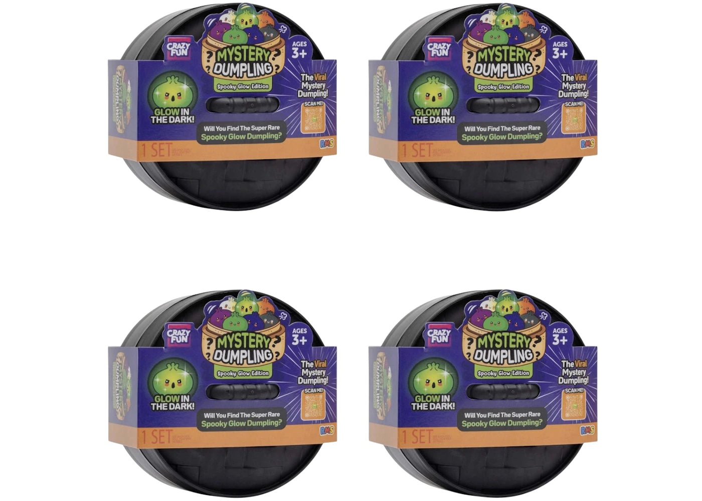 Squishy Bun Mystery Dumpling Spooky Glow Edition Blind Box 4x Lot -1